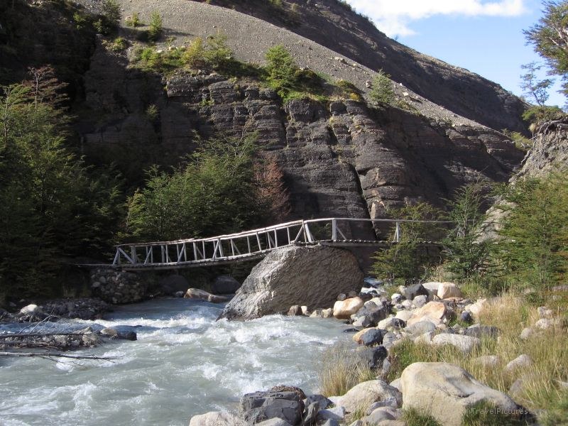 Torres del Paine national park bridge river