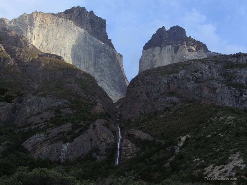 Torres del Paine national park Los Cuernos waterfall