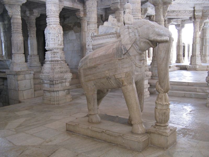 Ranakpur Jain temple marble elephant statue