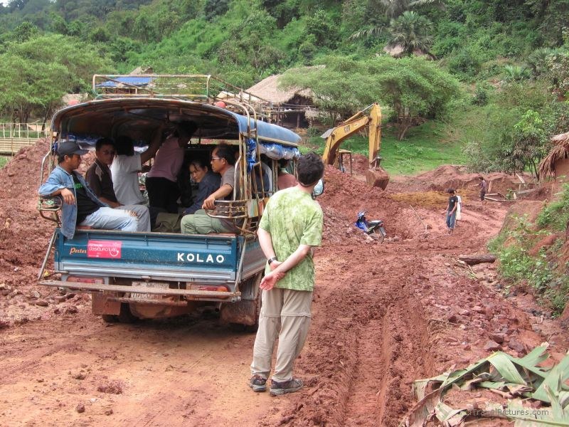 road mud truck backhoe