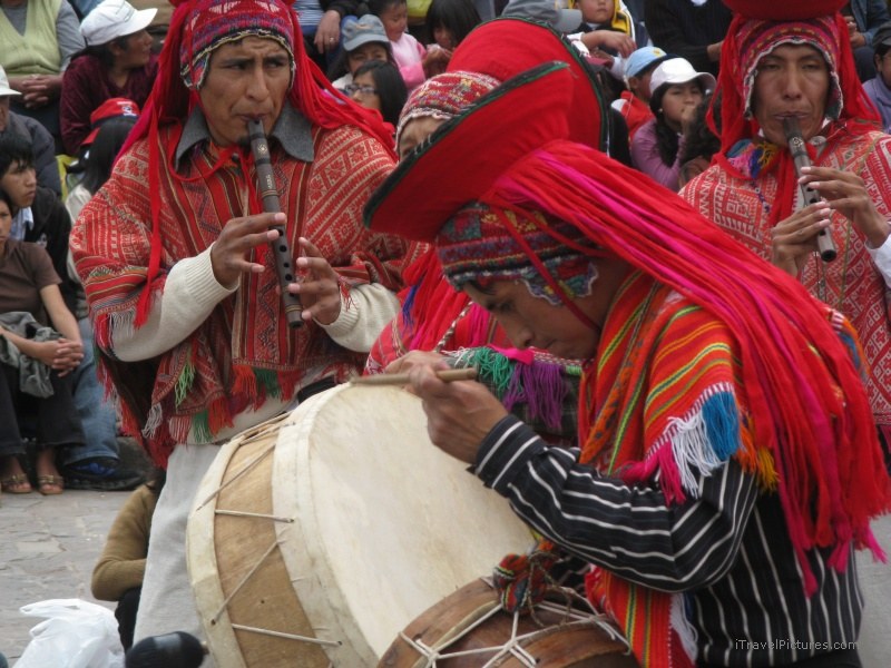 Cusco traditional parade festival drum pipe