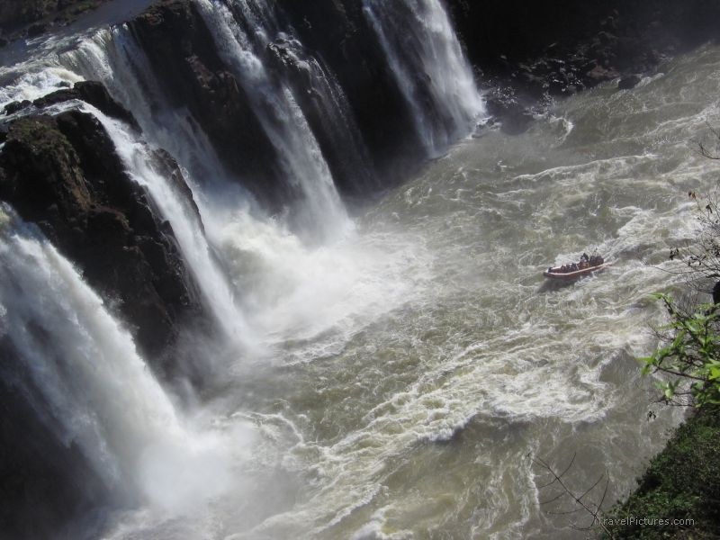Iguazu waterfall boat river