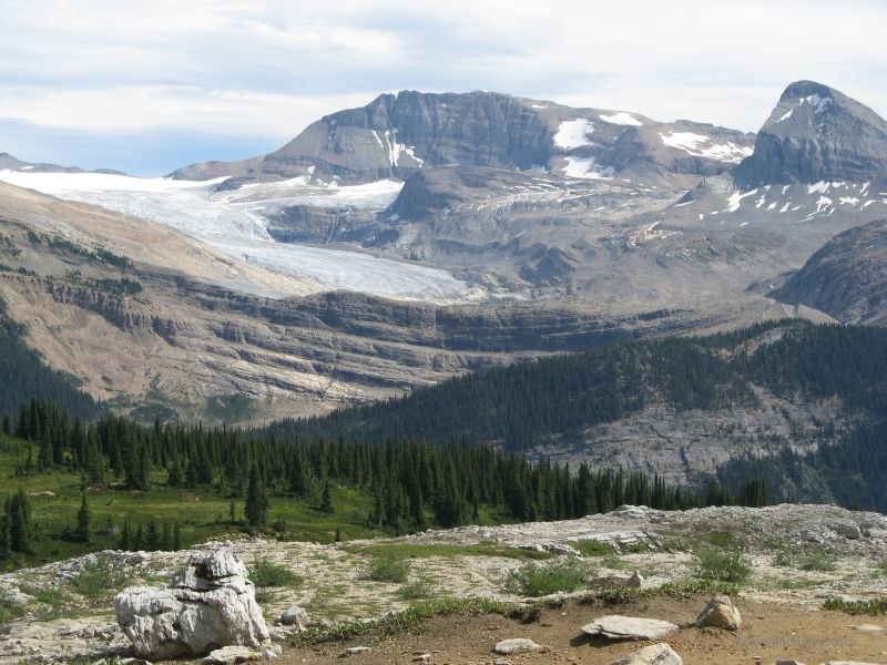 Yoho Iceline trail path mountain valley glacier