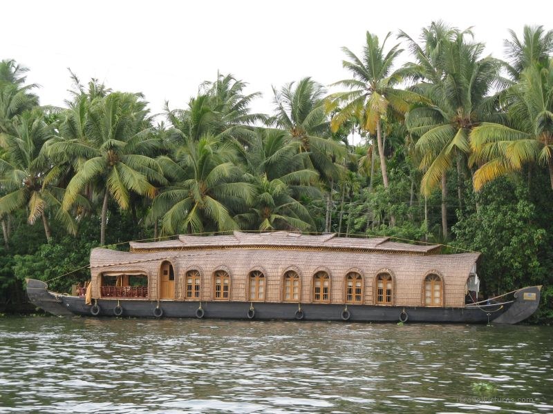 Keralan backwaters houseboat boat boats tree trees