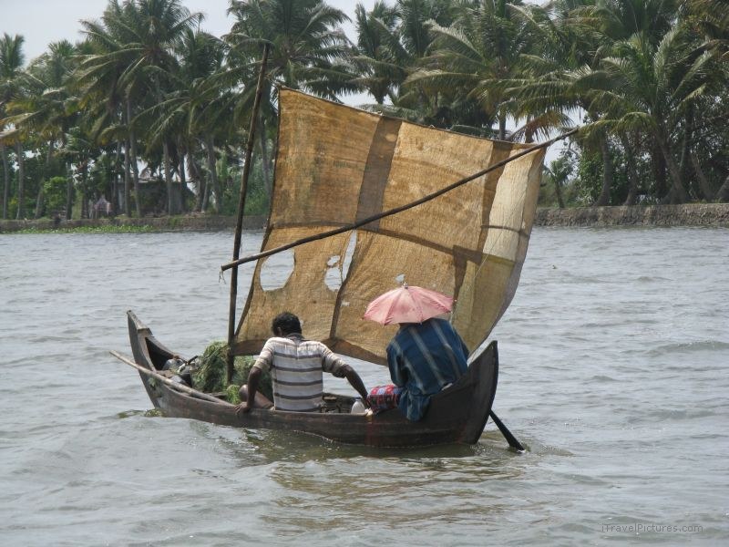 Keralan backwaters small sailboat