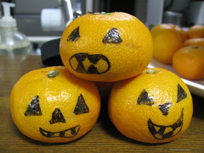 alloween orange mandarin jack-o-lantern