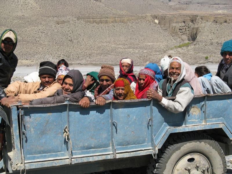 Jomsom trek people bus smiling smile