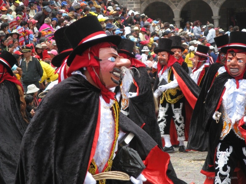 Cusco traditional parade festival mask costume