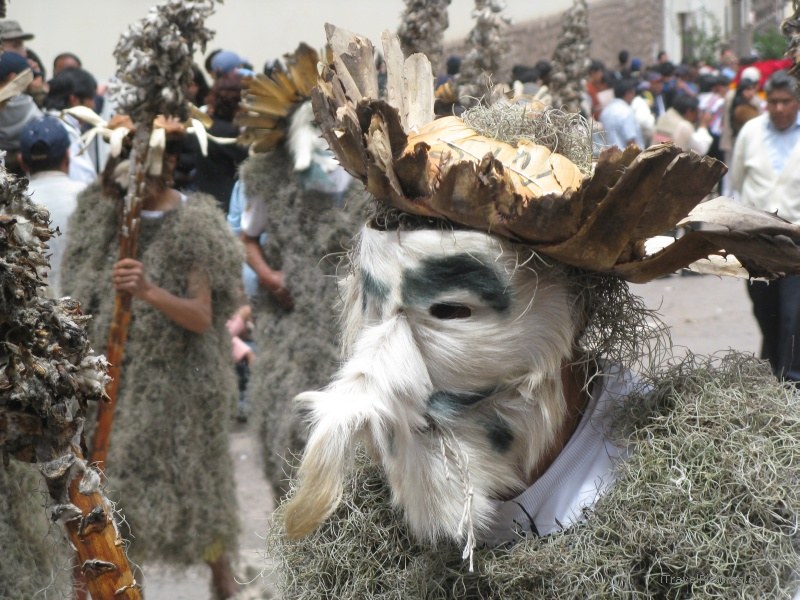 Cusco traditional parade festival mask fur