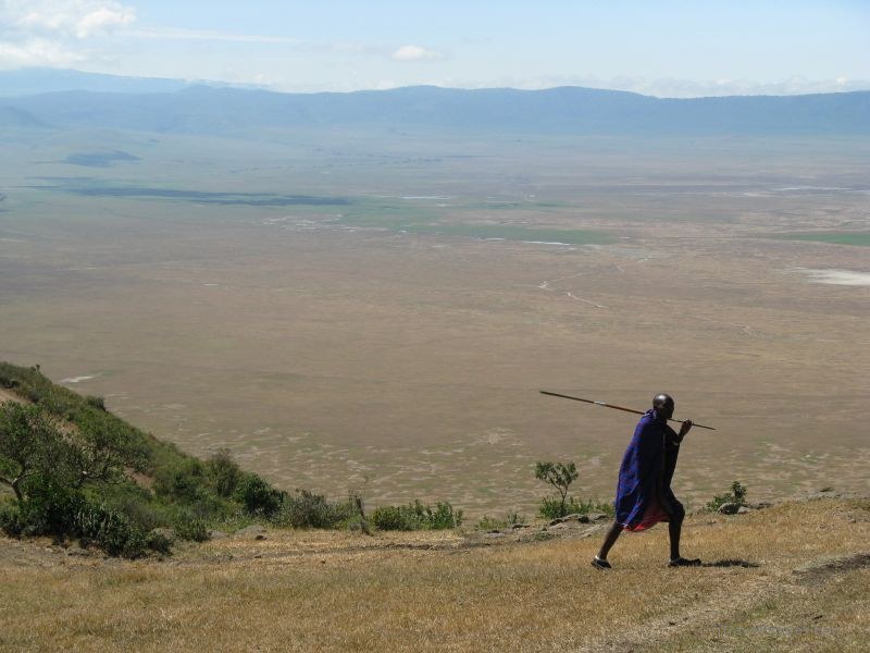 Ngorongoro crater maasai man Ngorongoro national park spear traditional