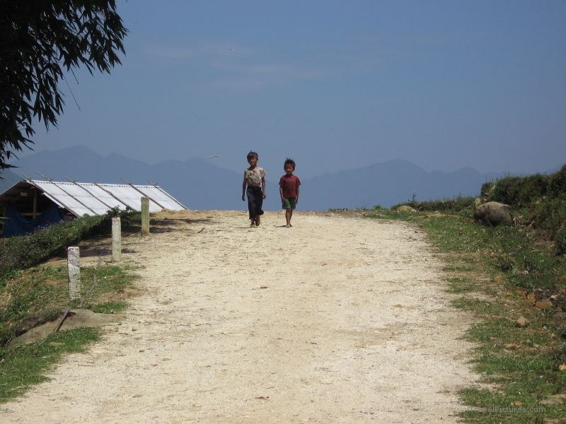 children walking road boy boys